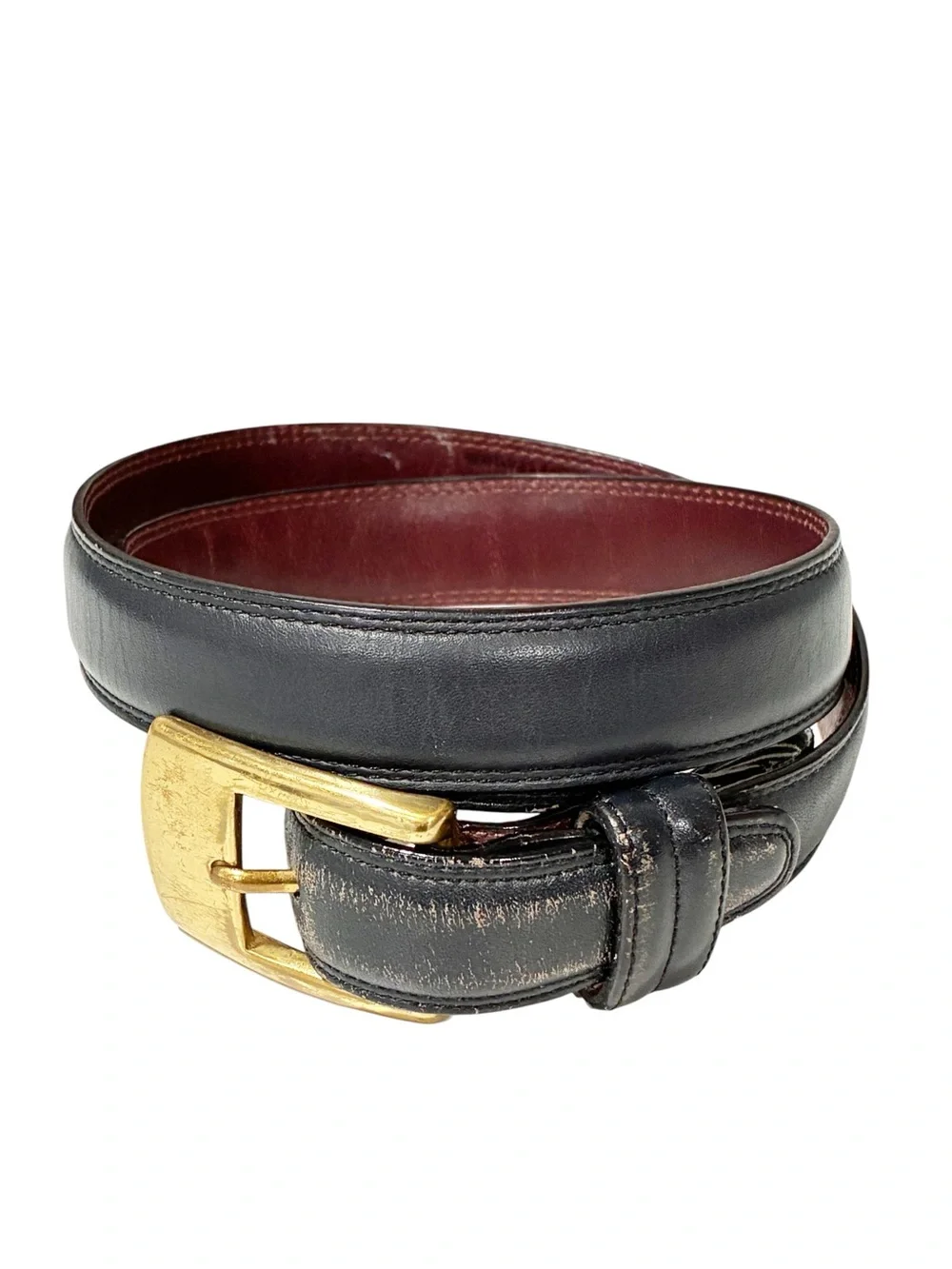 Brighton Men’s Black Leather Solid Brass Buckle Belt Size 32